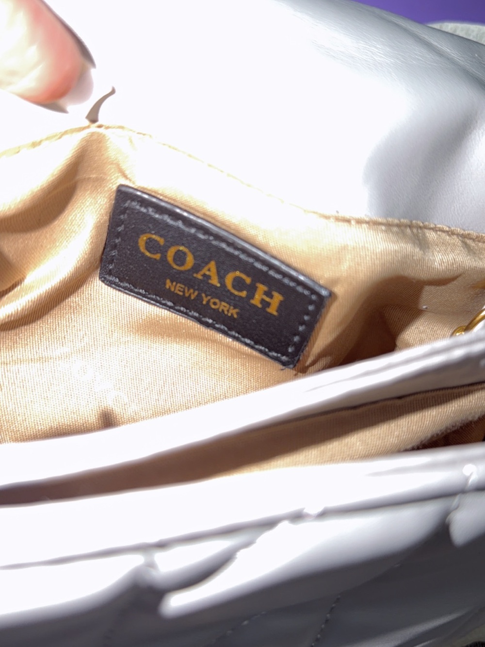 COACH White Quilted Leather Crossbody Bag with Gold Hardware